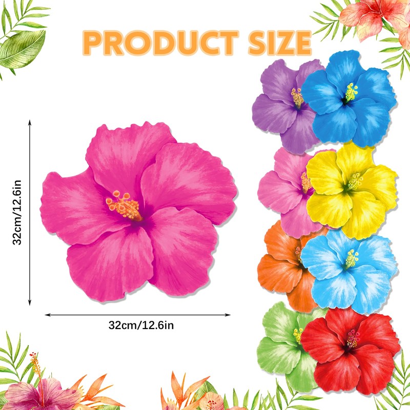 30 Pcs Disposable Flower Placemats, Colourful Hibiscus Flower Decorative Placemats,