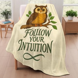 mrfwo Wise Owl Blanket, Soft Flannel Follow Your Intuition Throw Blanket for Couch Outdoor - Lightweight Bed Travel Inspirational Blankets, Gifts for Women Nature Lovers Adults Kids Room Decor 50"×60"