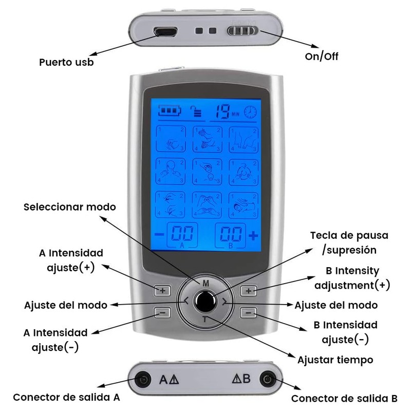 E T EASYTAO | TENS Electroestimulador Muscular, con 36 Modos