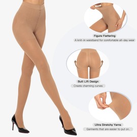 MANZI Compression Tights Women Firm Medium Energising Support Tights 50D Natural XL