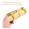 HOOTNEE 2pcs Stainless Steel Seasoning Dish with Three Compartments Sauce