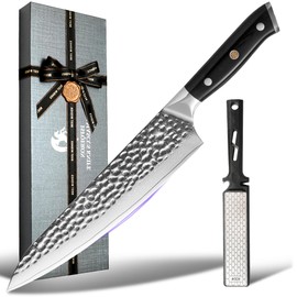 Chef's Knives 8 Inch,VG-10 Core with Damascus Stainless Steel Cladding,Professional Chef's Knife with Full Tang G10 Handle,Japanese chef Knife for Home & Restaurant With Gift Sharpening Stone