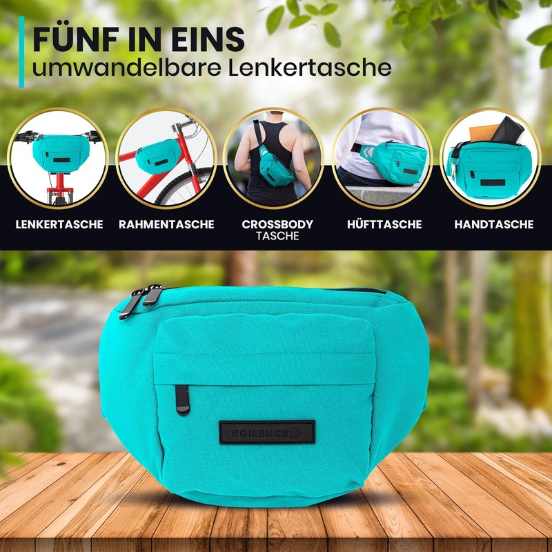 Bomence Small Bicycle Handlebar Bag Waist Bag 2-in-1, Belt Bag,