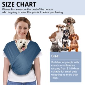 CUBY Swaddle Dog Sling Carrier for Small Dogs, Front Pet Sling Carrier Chest,Hands Free Adjustable Cat Sling Carrier Soft Cotton Reducing Pain Puppy Sling Carrier for Small Pet Up to 11lb (Blue)