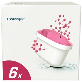 Wessper Water Filter Cartridges for Water Jug, Magnesium AquaMax Filter, Activated Carbon Filter Compatible with Brita Maxtra Plus, Phillips, PearlCo - Pack of 6