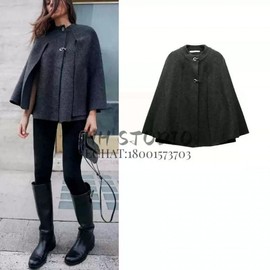 ZARA Knit Cape Coat 2756 115 2756115 L/Gray Cape Coat