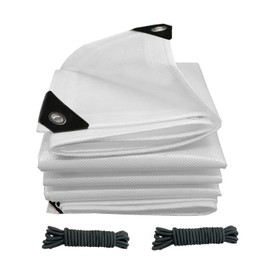 JIANLEI Waterproof Sheet, Transparent, White, Outdoor, Roof, Vinyl Sheet, Built-In Mesh, Fiber Reinforced Rope, PVC Double-Sided, Waterproof, 0.01 inch (0.3 mm), 7.8 oz/yd2 (220 g/m2), Waterproof, Rainproof, Windproof, Protects Succulents, Cats, Dogs, Pe