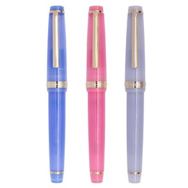XIAOYU 3PCS Jinhao 82 Acrylic Fountain Pen, Iridium Nib Gold Trim with Ink Converter, Classic Smooth Transparent Writing Pen, Extra Fine Nib(0.38mm), Light Blue, Rose and Light Purple