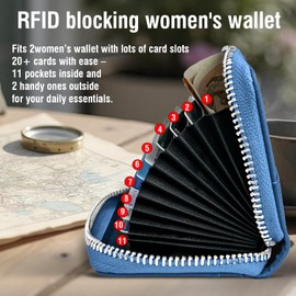 Staghorn Women’s Wallet RFID Card Holder Travel Wallet w/t Zip, Key Ring Chain & Lanyard Slot – Secure Compact Small Purse (Teal Blue)