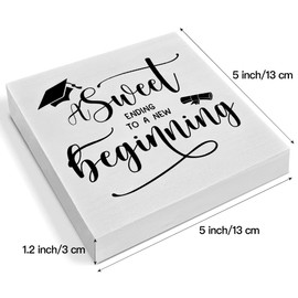 Graduation Wood Box Sign, a Sweet Ending to a New Beginning Wooden Box Block Sign, Wedding Wooden Stand, Baby Shower Retirement Graduation Party Decorations, Decor, Gifts-Z120