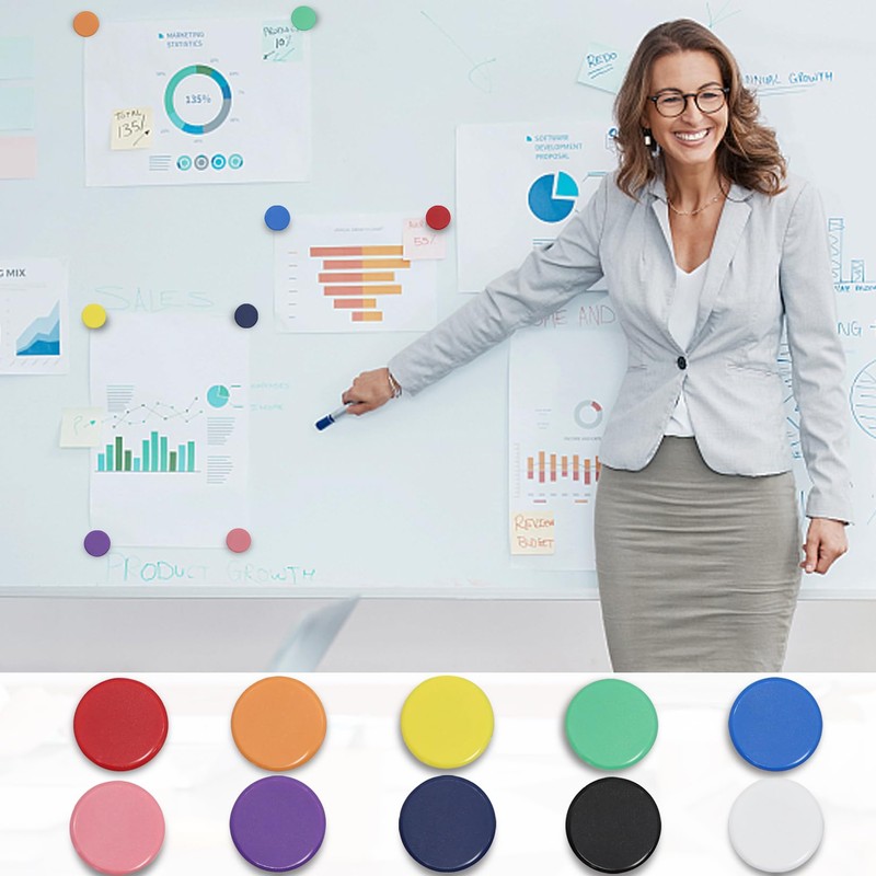 Idota Pack of 40 Magnets for Magnetic Board, Whiteboard Magnets,