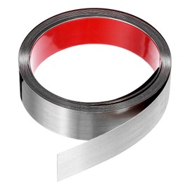 HARFINGTON 19.7ft x 1.58" Wall Trim Peel and Stick Molding Trim Frame, Self Adhesive Stainless Steel Brushed Finish Metal Strip Trim for Wall Ceiling Floor Cabinet Tile Edge, Silver