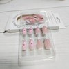 Summer Press on Nails Short Almond 3D Flower Designs,YIHONGYAN Glossy