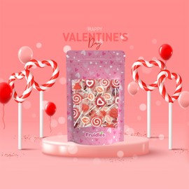 Fruidles Valentine's Lollipop Party Mix, Hearts, Lips N' Swirls Mixed Fruit Flavor Assortment, Individually Wrapped Assorted Half-Pound