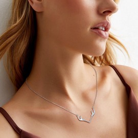 Silvora 925 Antlers Pendant Necklace for Women Sterling Silver Dainty Holiday Necklaces Jewelry Birthday Party Gift