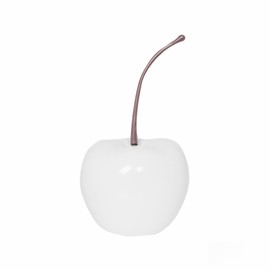 Pottery Pots Decorative Cherry, Decorative Sculpture Made of Fibreglass, Decorative Object for Living Room, Windowsill, Café, Hotel, Handmade Decorative Fruits, Weatherproof and UV-Resistant, XS, Glossy White