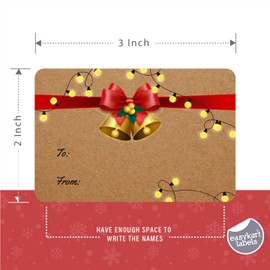 easykart labels 320 Christmas Gift Stickers Vintage Kraft Presents Labels Self Adhesive Christmas Name Tags Sticker in 8 Designs for Christmas Decotation, 3 x 2 Inches
