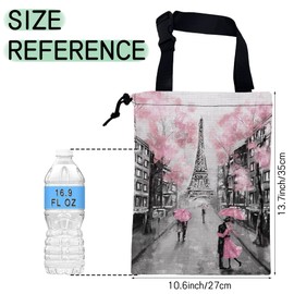 NHNXHWIA Eiffel Tower Car Trash Bag,Paris Oil Painting Hanging Drawstring Car Garbage Bag, Waterproof Canvas Car Back Seat Organizer with Adjustable Buckle, for Vehicles, SUVs, Camping, Road Trips