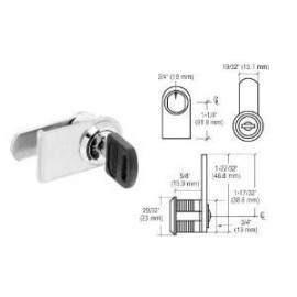 CRL LH Chrome Plated Lock for Cabinet Swinging Glass Doors - Keyed Alike