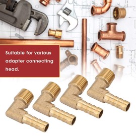 Hose Connection Adaptor Hose Barb Brass Male Thread Elbow Hose Tail Barb Connector G1 / 4 Inch G1/4 Inch 8 mm Pack of 4