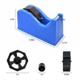Tape Dispenser, Heat Press Tape Dispenser, Desk Heat Tape Dispenser 6.3 x 2.5 x 3.4 Inch, Holder Fits 1" and 3" Core,Nonskid Base Weighted Desktop Tape Dispenser (Blue)