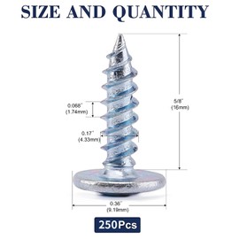 #8 x 5/8" Wood Screw 250Pcs Alloy Steel Standard Thread Truss Head Fast Self Tapping by SG TZH