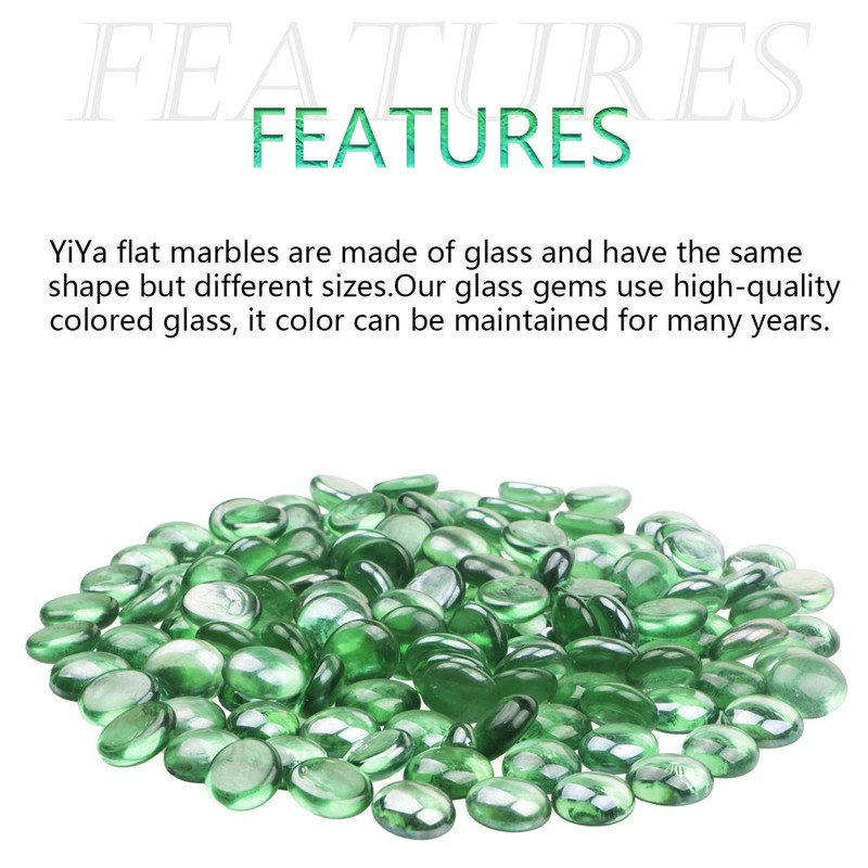 YiYa Green Flat Marble Decorative Beads Glass Gems for Home
