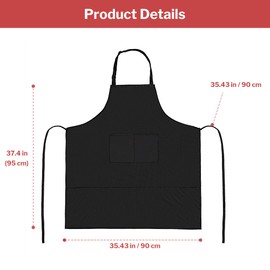 FunChaos 2 Pcs Plus Size Chef Apron, Unisex Black Apron, Waterproof Apron with 2 Pockets for Cooking, Grilling, BBQ, Work, Professional Apron for Waiter Artist Hairdresser (Large Size)