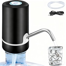 Water Dispenser Pump-5 Gallon USB Rechargeable Portable, Electric Water Pump for Water Jugs with Auto Stop and Silicone Caps Ideal for Home Office Camping and Travel(Black)