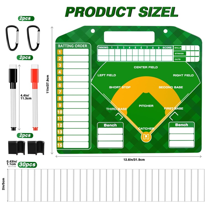 Magnetic Baseball Coach Clipboard, Dry Erase Tactical Baseball Lineup Board,