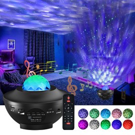 Galaxy Star Projector, Amorno Nebula LED Night Light for Room Decor, Ocean Wave Starry Sky Light Projector for Bedroom/Home Theater, Remote & Bluetooth Speaker, for Kids Teen Girl Boy Adults Gifts