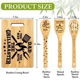 Shellspace Cool Gifts for Dad, Christmas Gift for Dad Father Papa,Best Dad Birthday Gift, Gifts for Men, Unique 11.8x7.5 inch Bamboo Cutting Board Set for Dad -The Man, The Myth, The Grillfather