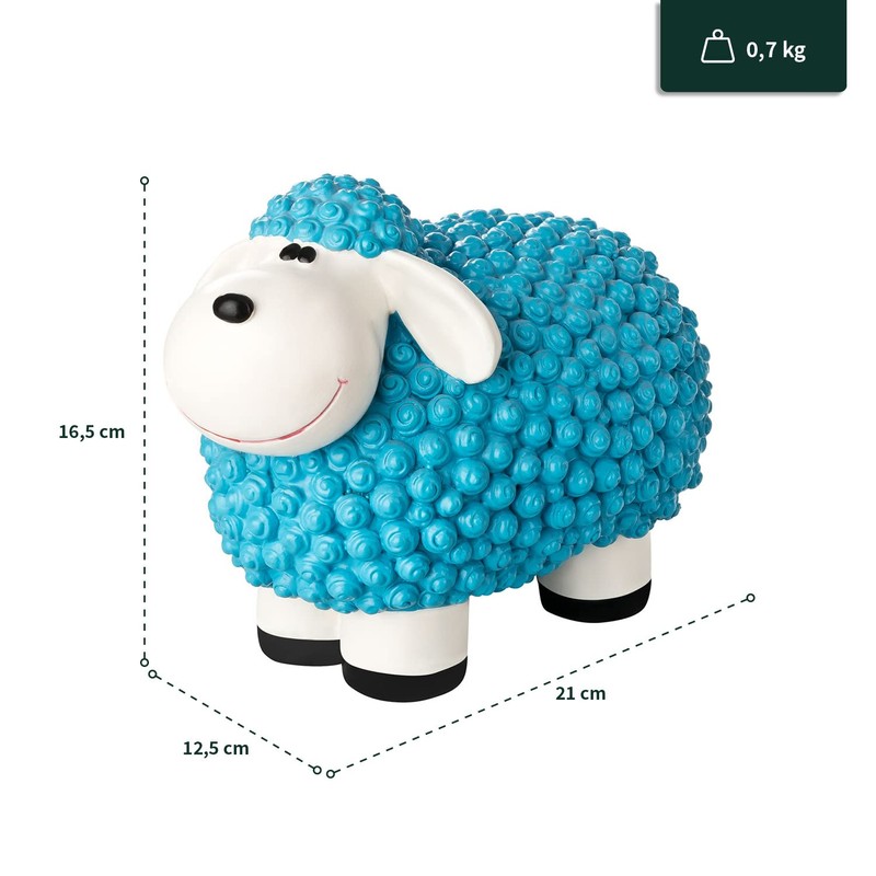 VERDOBA Mini Decorative Sheep for the Garden, Weatherproof - Blue