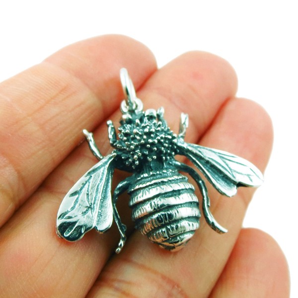 Bumblebee Insect 925 Sterling Silver Bee Pendant in a Gift Box