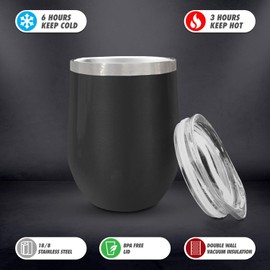 Veracco Papa Bear Double Wall Insulated Tumbler with Splash Proof Lid (Stainless Steel,12Oz,Black)