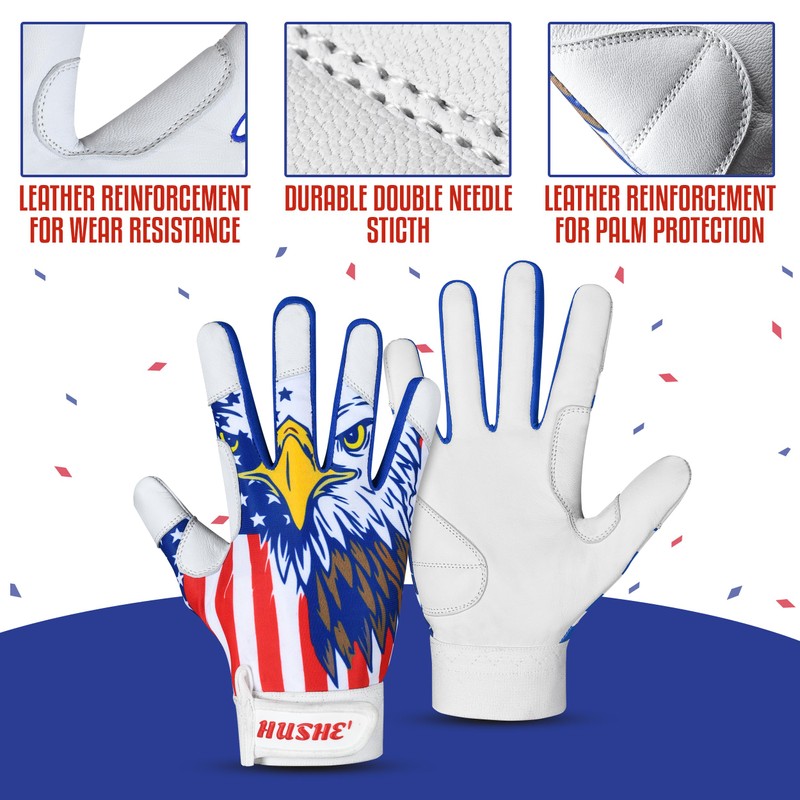 Hushe' Batting Gloves (White Eagle, Adult Medium)