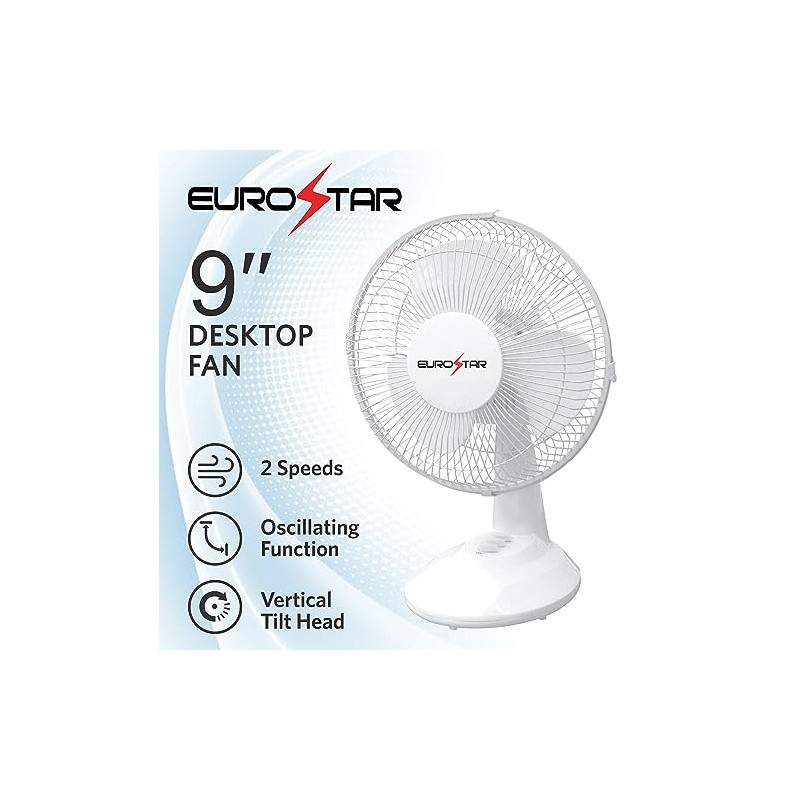 EUROSTAR FDF9W 9" Desktop Fan, White