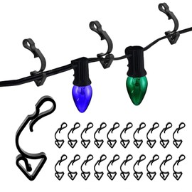 NHBETYS 20Pcs Outdoor Light Clips, Light Clips Gutter, Black Gutter Hooks Clips Plastic Gutter Clips for Hanging Outdoor Lights, Light Hooks for Outside String Lights (black)