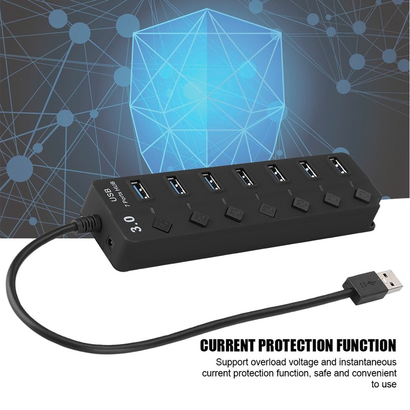 7-port USB 3.0 Hub 5GB/S High Speed with Key Switch