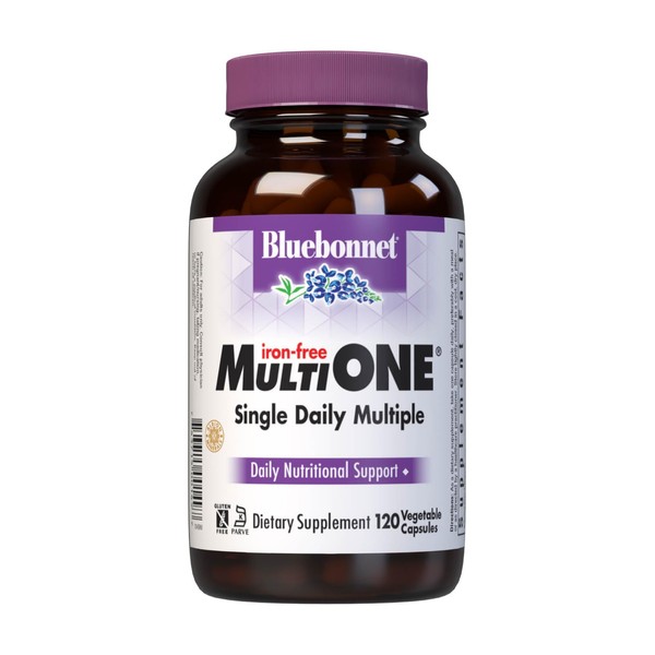 Bluebonnet Nutrition Multi One (Iron Free) Vegetable Capsules, Complete Full Spectrum Multiple, B Vitamins, General Health, Gluten Free, Milk Free, Kosher, 120 Count