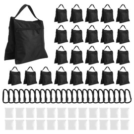 AiVeUao 24 Pack Sandbags Weight Bags for Photography Equipments, Photography Sand Weight Bags, Heavy Duty Sandbags for Backdrop Stand, Outdoor Canopy, Photo Tripod,Pop up Tent, Umbrella Base (Black)