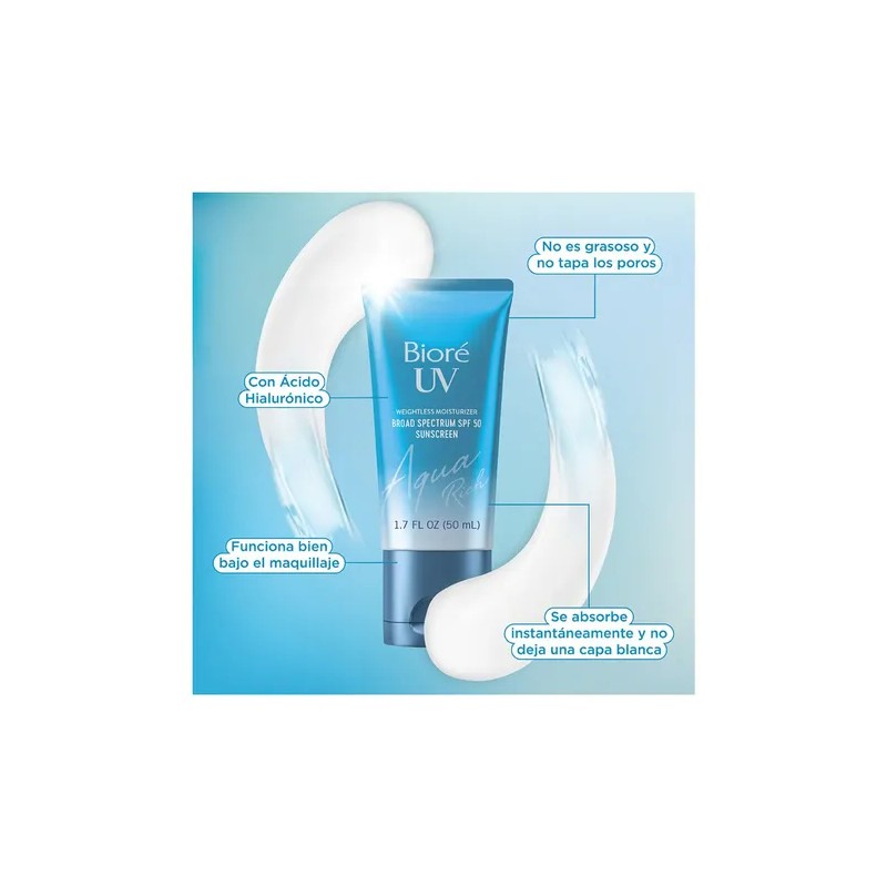 Bioré Aqua Rich Crema Facial Ácido Hialurónico Spf50 Piel Mixta