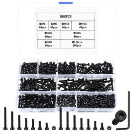 560 Piece M3 Screws Set, Pan Head Allen Screws Nuts Set, Half Round Head Thread Screws, Machine Screws and Nuts Washers Assortment Set, RC Bicycle Screws Set