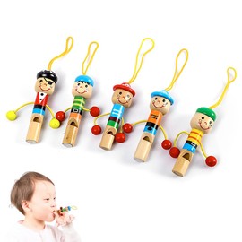UEAVOID Pack of 5 Children's Wooden Whistles, Cartoon Pirate Whistle, Bird Whistle, Children's Toy Whistle, Animal Whistles Sound (8 cm)