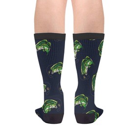 WILL BUDXEG Large Mouth Bass Fish Lake Casual Funny Funky Novelty Fashion Comfortable Socks For Men Women Crazy Dress