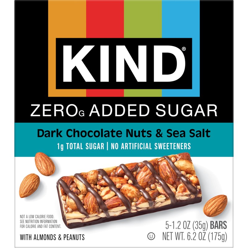 Kind Zero Added Sugar Healthy Snacks Bars, Dark Chocolate Nuts