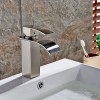 Modern Bathroom Single Handle Basin Mixer Brushed Aluminum Sink Waterfall