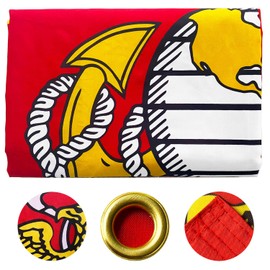 US Marine Corps USMC Flag Outdoor 4x6 Double Sided- 3Ply Heavy Duty 240D Nylon(All Weather)- United States Marine Corps Flag- 2 Brass Grommets & 4 Rows Stitched