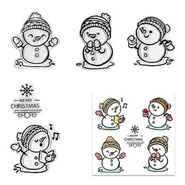 LANGFON Merry Christmas Winter Cartoon Snowmen Clear Stamps for Card Making Decoration DIY Scrapbooking, Silicone Transparent Seal Stamps for Embossing Album Decor Craft.