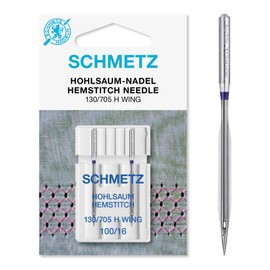 SCHMETZ Sewing Machine Needles | 2 Hemstitch Needles | 130/705 H Wing | Needle Thickness 100/16 | Suitable for Decorative Hems | Can be Used on All Standard Household Sewing Machines with Zigzag